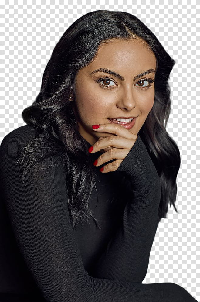 Camila Mendes, woman wearing black long-sleeved shirt transparent background PNG clipart