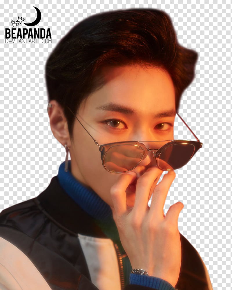 NCT U BOSS, man wearing gray framed sunglasses transparent background PNG clipart