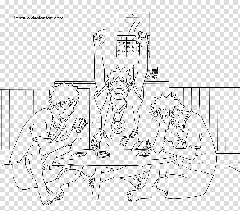 Road To Naruto The Movie Manga Poker game lineart, Naruto plays card line art transparent background PNG clipart