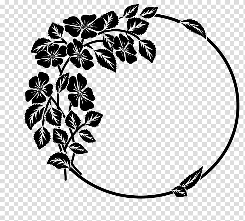 Flower Line Art, Headgear, Leaf, Branching, Blackandwhite, Plant, Stencil, Circle transparent background PNG clipart