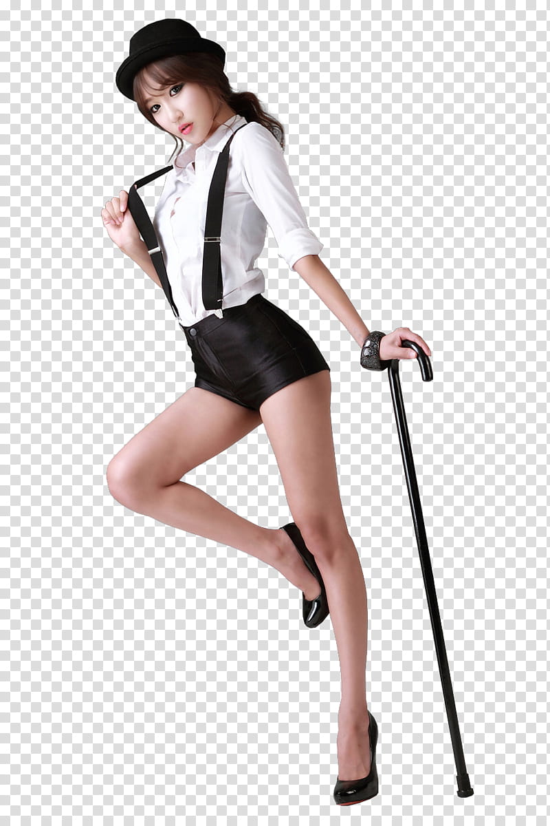 women's wearing white dress shirt and black overall shorts transparent background PNG clipart