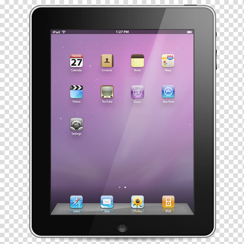 iPad, turned-on black iPad transparent background PNG clipart