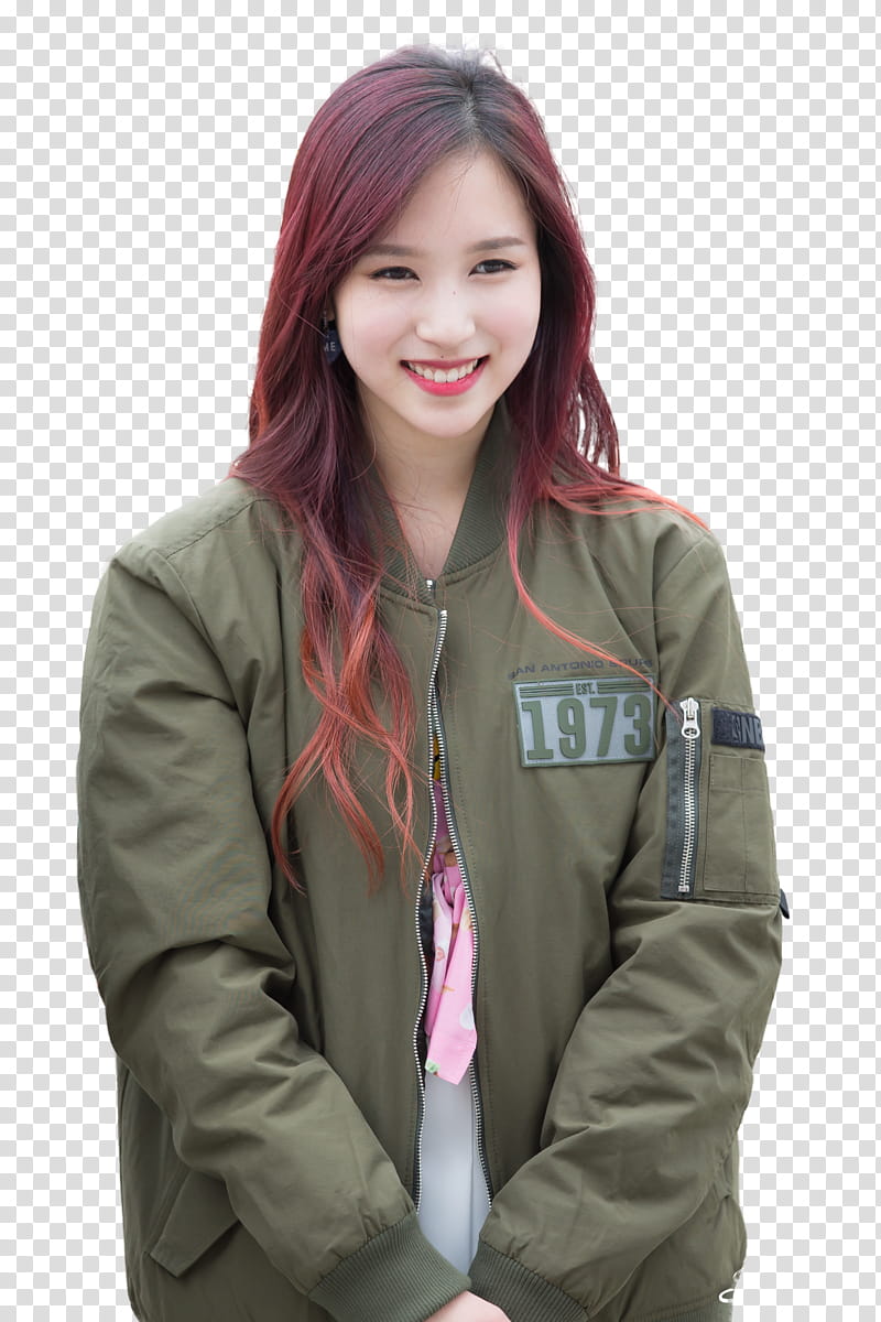 Mina, smiling woman wearing green zip-up jacket transparent background PNG clipart