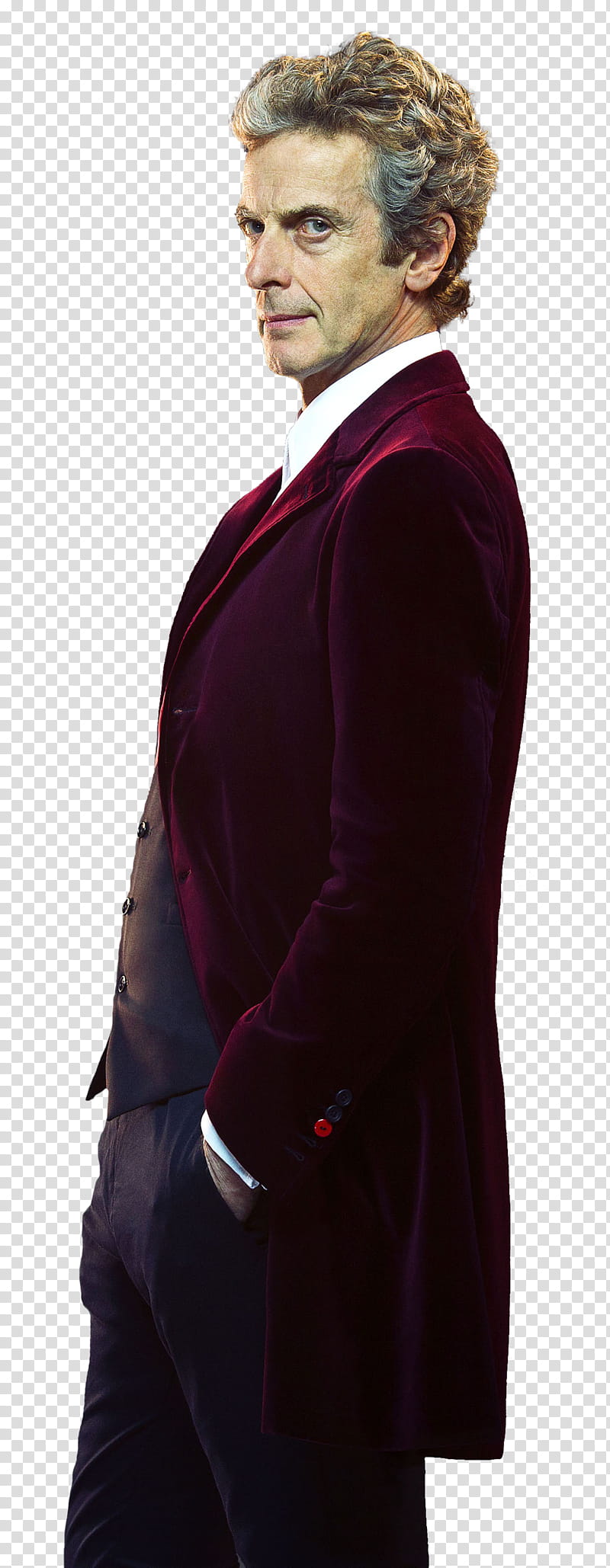 Doctor Who Season , man in maroon blazer putting hands on pocket transparent background PNG clipart