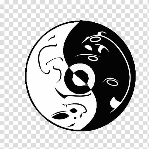 Yin Yang Umbreon and Espeon, round black and white yin yang illustration transparent background PNG clipart
