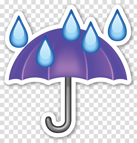 EMOJI STICKER , raindrops on purple umbrella illustration transparent background PNG clipart