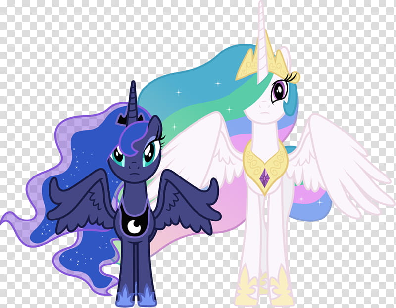 Concerned Princess Celestia and Princess Luna, two blue and white My Little Pony illustration transparent background PNG clipart