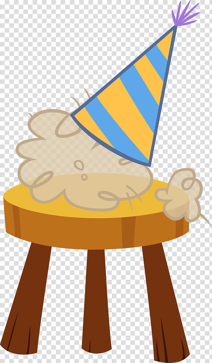 Sir Lintalot, yellow and blue striped cone hat on stool illustration transparent background PNG clipart