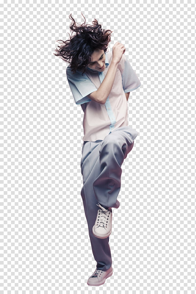 Timothee Chalamet, man standing and raising her left leg transparent background PNG clipart