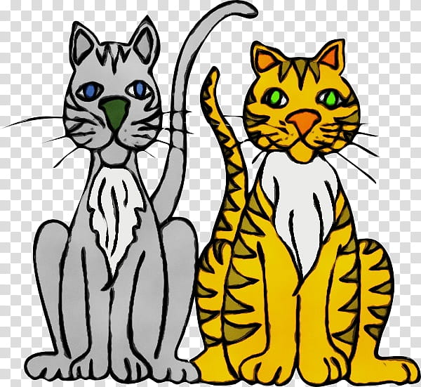 Cat And Dog, Watercolor, Paint, Wet Ink, Whiskers, TABBY Cat, Domestic Shorthaired Cat, Wildcat transparent background PNG clipart
