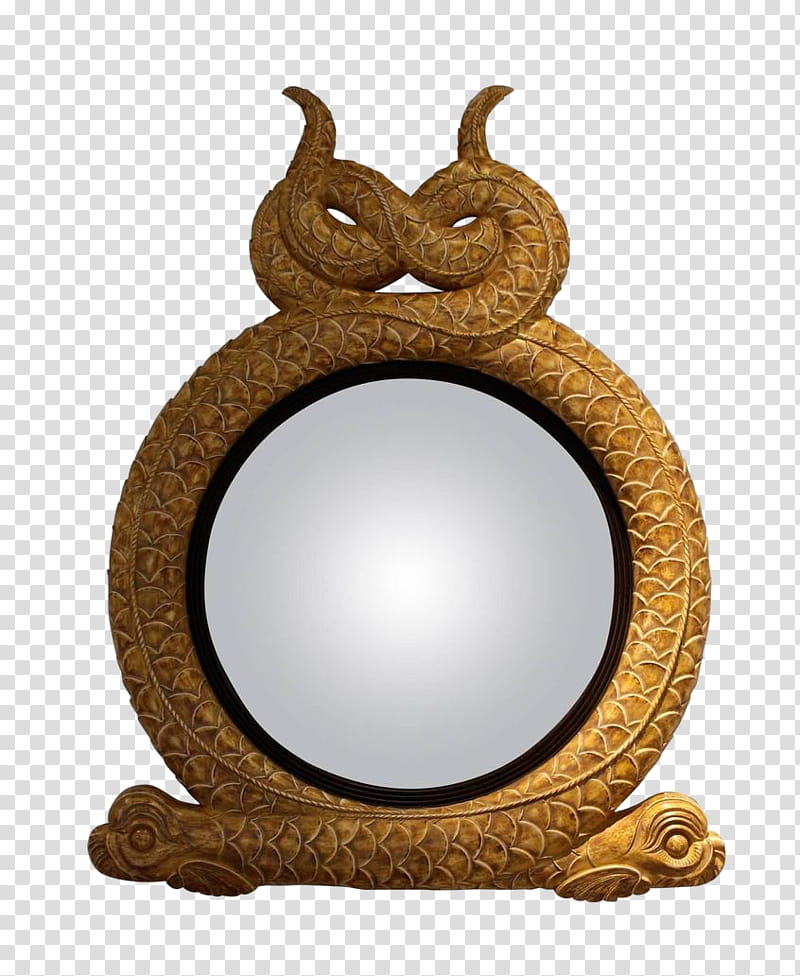 Mirrors, round brown decorative framed mirror transparent background PNG clipart