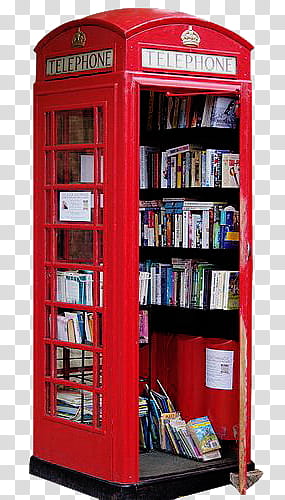 Telephone Box s, assorted-title book lot in red telephone booth illustration transparent background PNG clipart