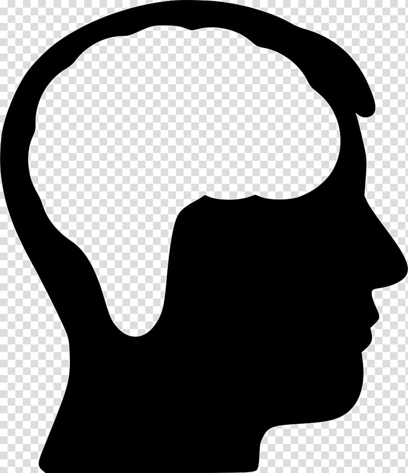 Cartoon Brain, Silhouette, Medicine, Face, Head, Nose, Blackandwhite, Line Art transparent background PNG clipart