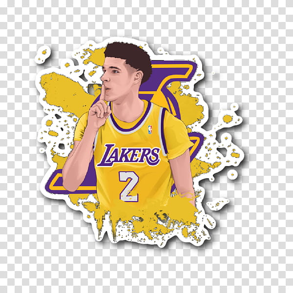 Basketball, Los Angeles Lakers, Sticker, Drawing, Cartoon, Basketball Tshirt, Lonzo Ball, Lamelo Ball transparent background PNG clipart