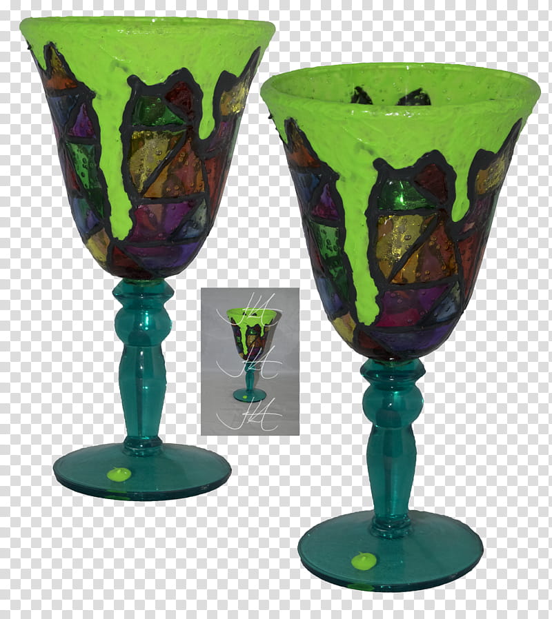 Frothy Goblet, green-purple-and-gold chalices transparent background PNG clipart