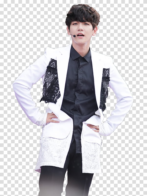 BAEKHYUN EXO AT HONGKONG DOME FESTIVAL, white jacket transparent background PNG clipart