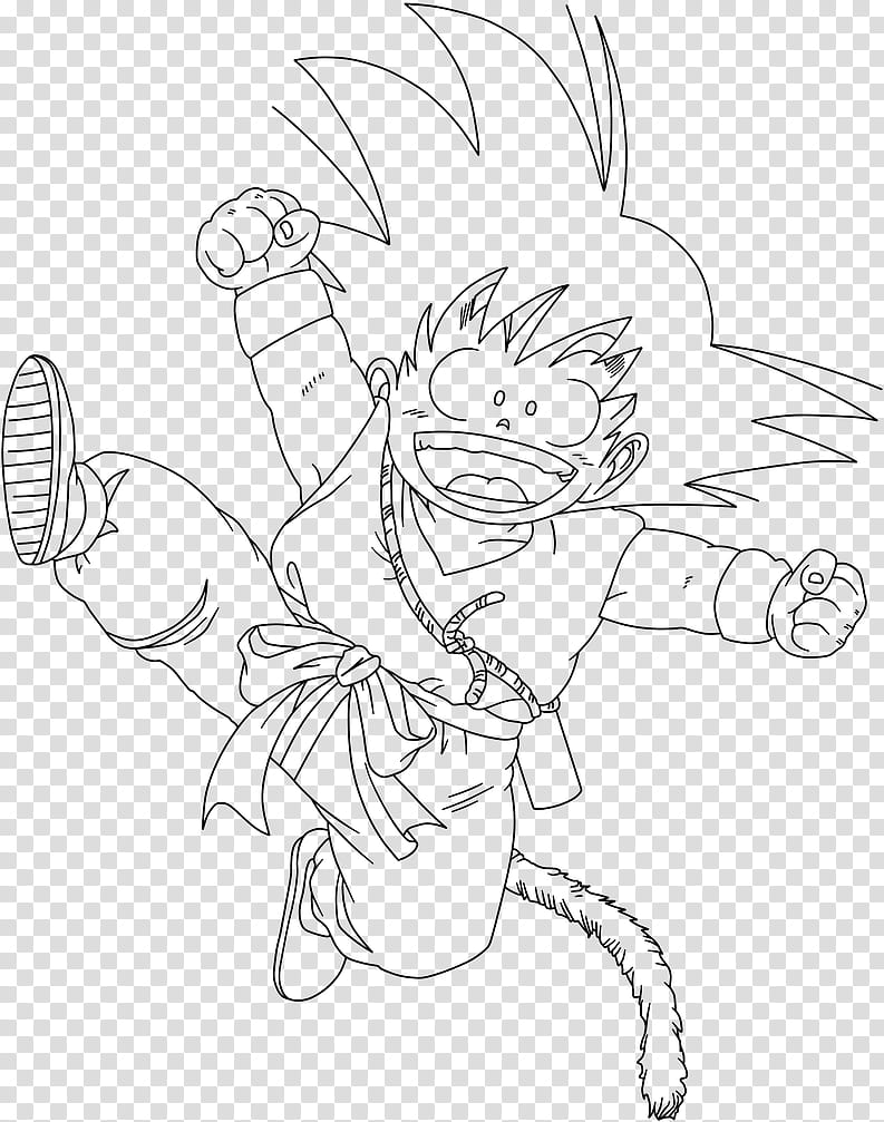 Dragon Ball, Kid Goku , Lineart transparent background PNG clipart