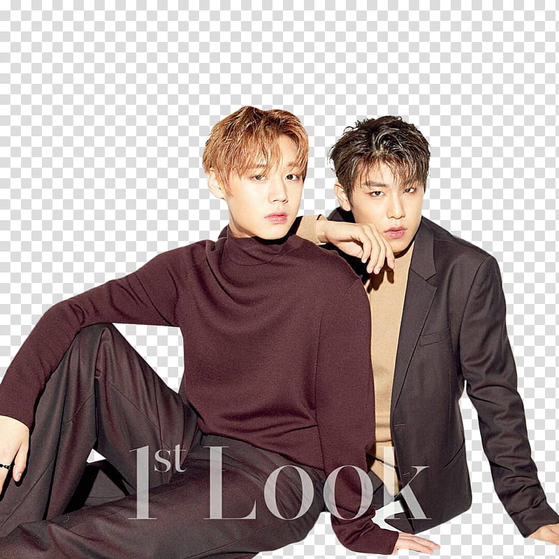Jihoon and Woojin Wanna One,  men sitting on floor transparent background PNG clipart