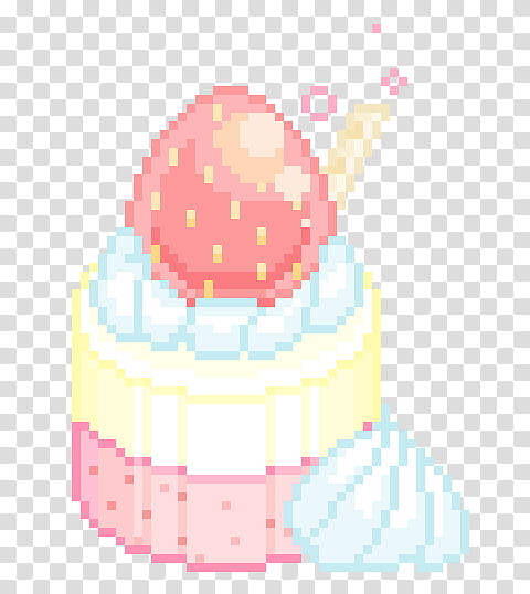 PixelPastel s, white and pink strawberry cake transparent background PNG clipart