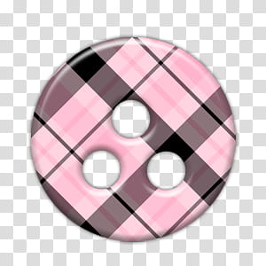 Botones, round pink and gray plaid -holed button transparent background PNG clipart
