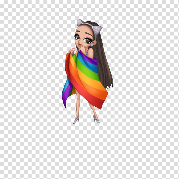 Ariana Grande Arimojis, animated girl covered in rainbow dress transparent background PNG clipart