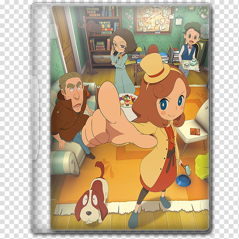 Anime  Spring Season Icon , Layton Mystery Tanteisha; Katri no Nazotoki File, four anime character with dog illustration transparent background PNG clipart