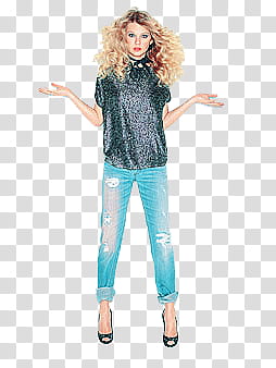 s, woman wearing gray top and blue jeans transparent background PNG clipart