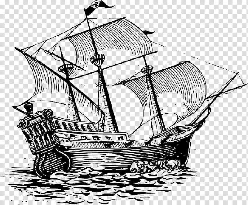 Columbus Day, Sailing Ship, Drawing, Sailboat, Clipper, Brig, Galleon, Tall Ship transparent background PNG clipart
