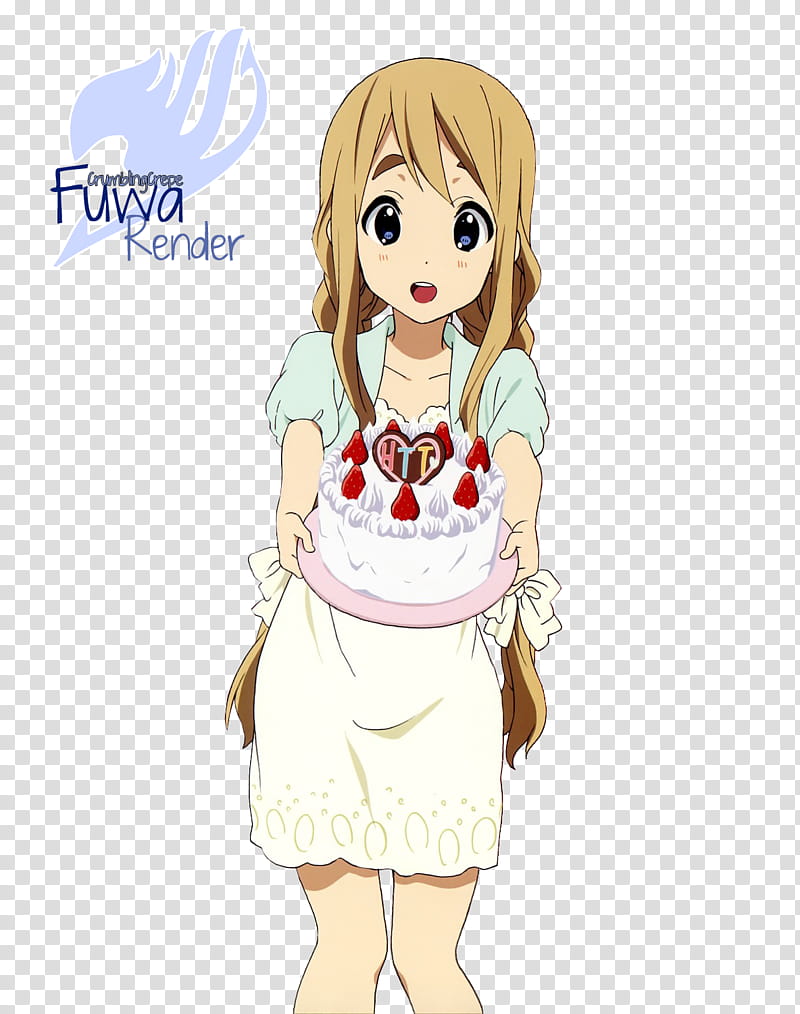 Tsumugi Render, blonde-haired female character holding cake transparent background PNG clipart