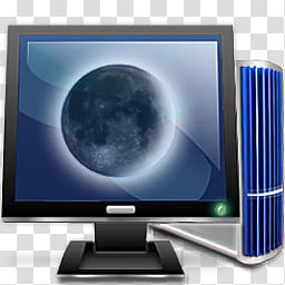 Vistard EFi PC Icons PSD, MyPC Sleep, black flat screen monitor showing moon transparent background PNG clipart