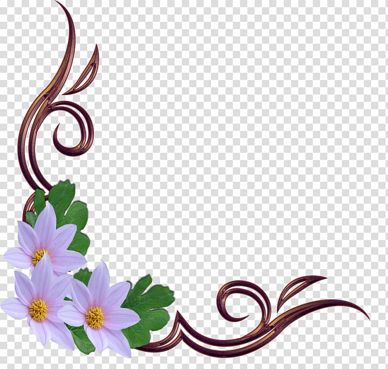 flowers corners, purple-and-white flower decor transparent background PNG clipart