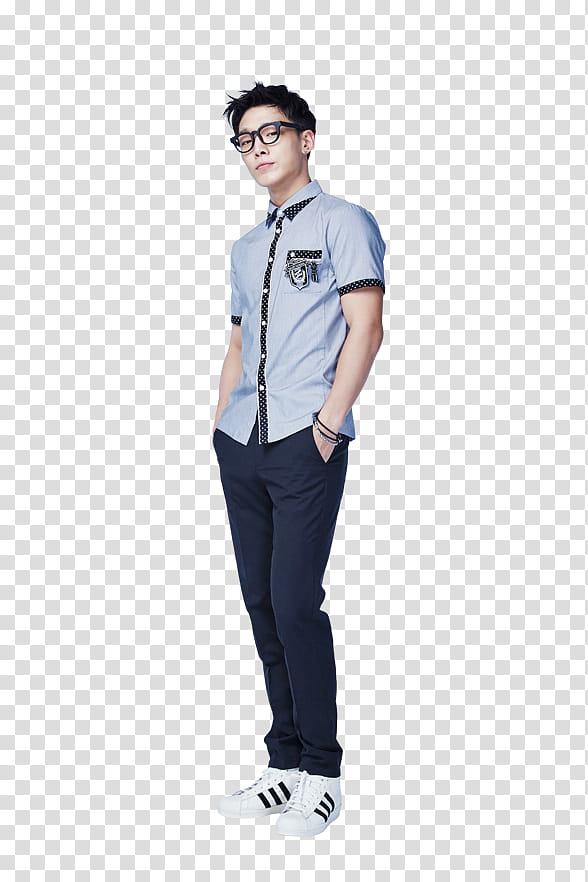 iKON Smart P, man wearing gray button-up shirt with hands inside pockets transparent background PNG clipart