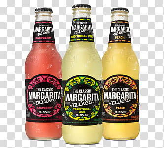 three Margarita bottles transparent background PNG clipart