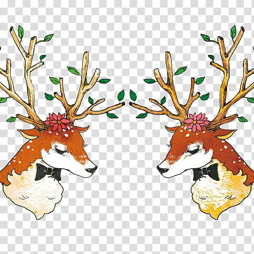 Christmas Reindeer Drawing, Cartoon, Painting, Sika Deer, Watercolor Painting, Wildlife, Animal Figure, Christmas Ornament transparent background PNG clipart
