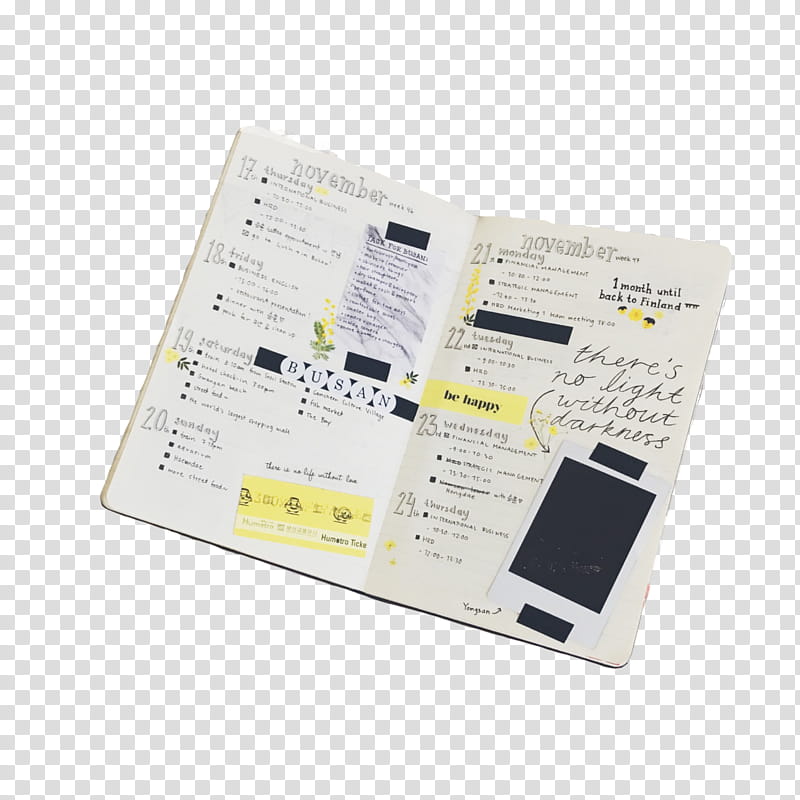 Yellow , white planner transparent background PNG clipart