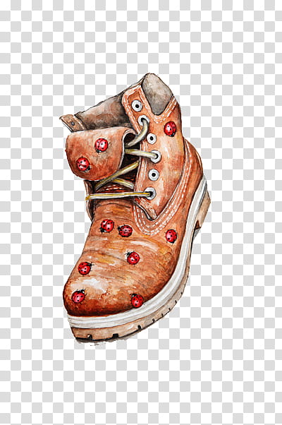 Art , unpaired brown and red boot illustration transparent background PNG clipart