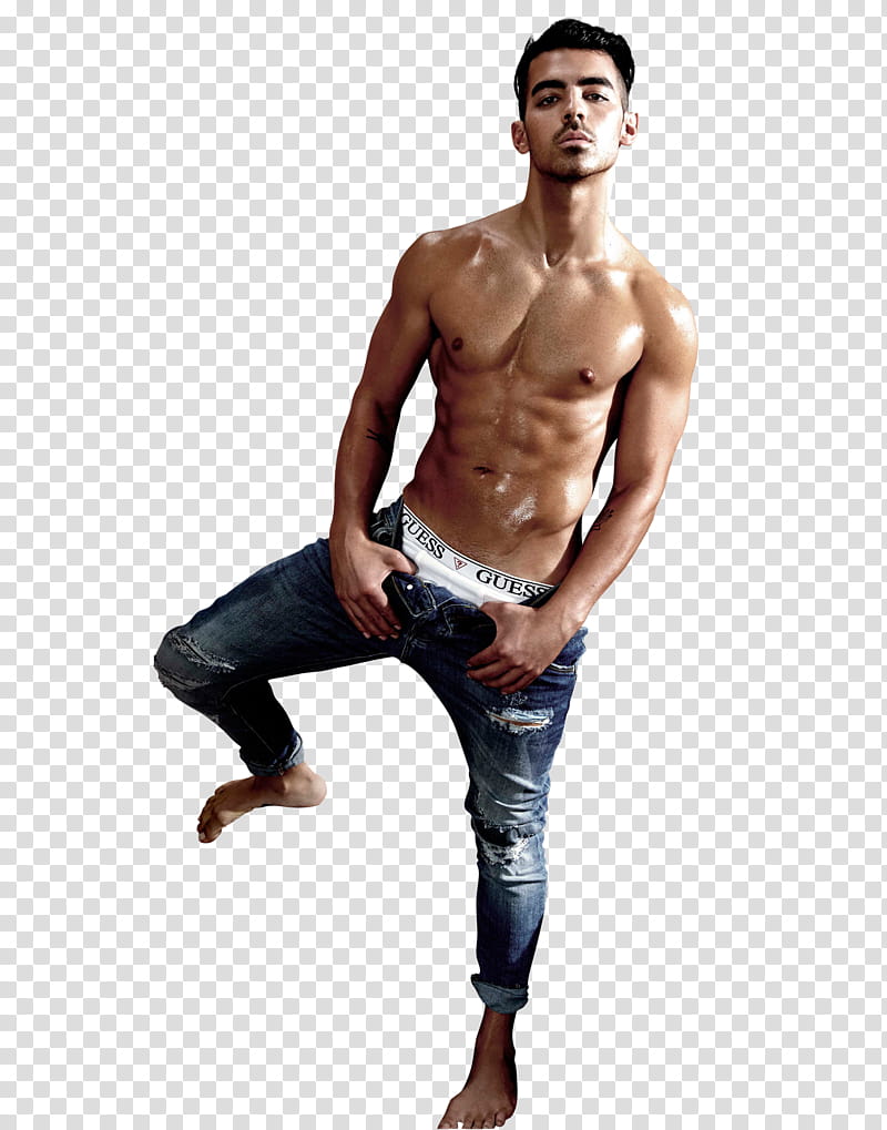 Joe Jonas, man in blue distressed jeans transparent background PNG clipart