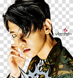 EXO The Power Of Music, man wearing green and brown collared top transparent background PNG clipart thumbnail