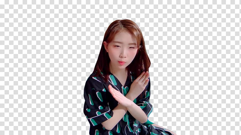 YEOJIN KISS LATER LOONA, woman wearing black and green collared shirt transparent background PNG clipart