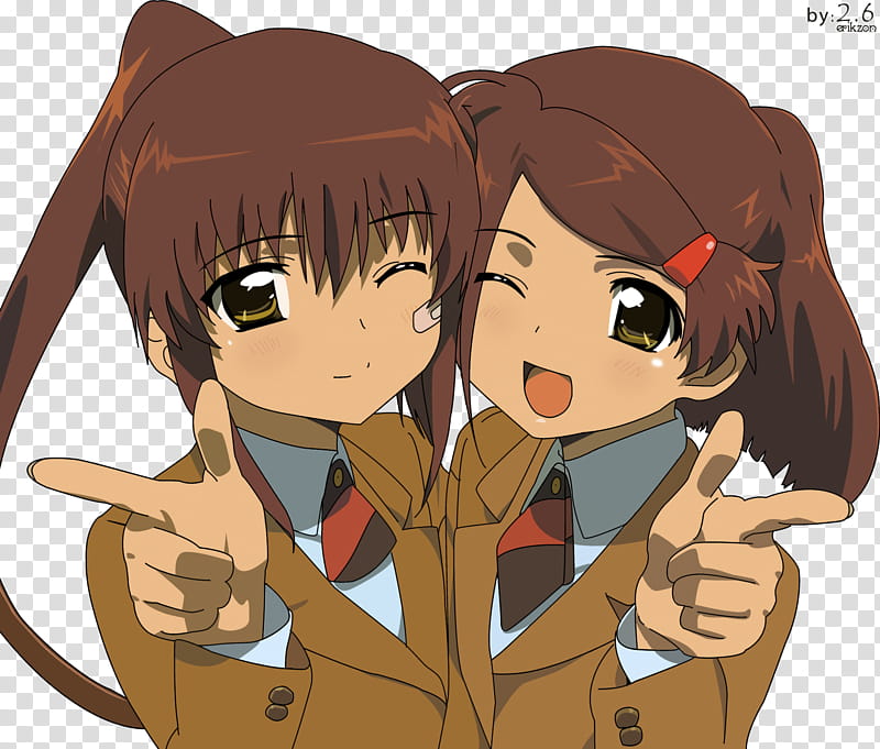 kiss x sis ako y riko, two brown haired girl anime characters illustration transparent background PNG clipart