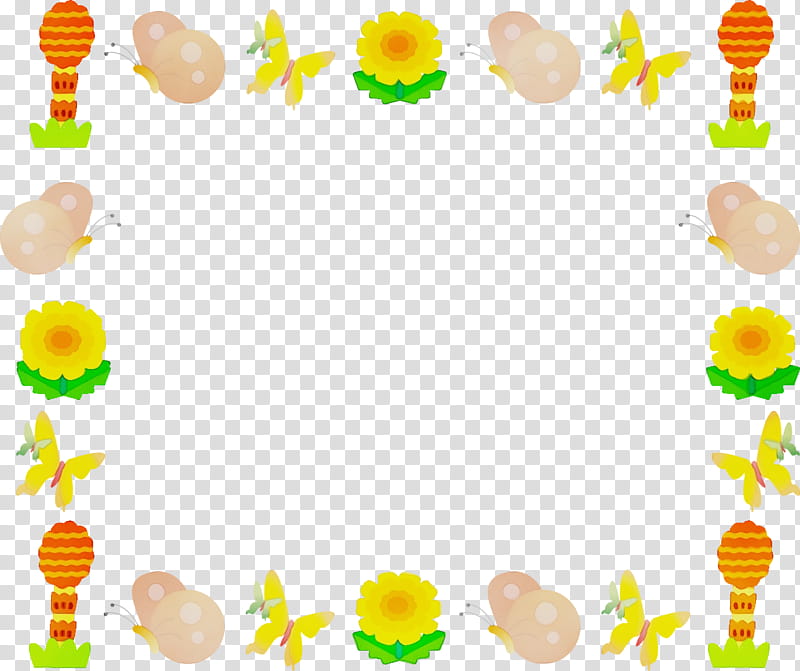 frame, Flower Rectangular Frame, Floral Rectangular Frame, Watercolor, Paint, Wet Ink, Yellow, Plant transparent background PNG clipart