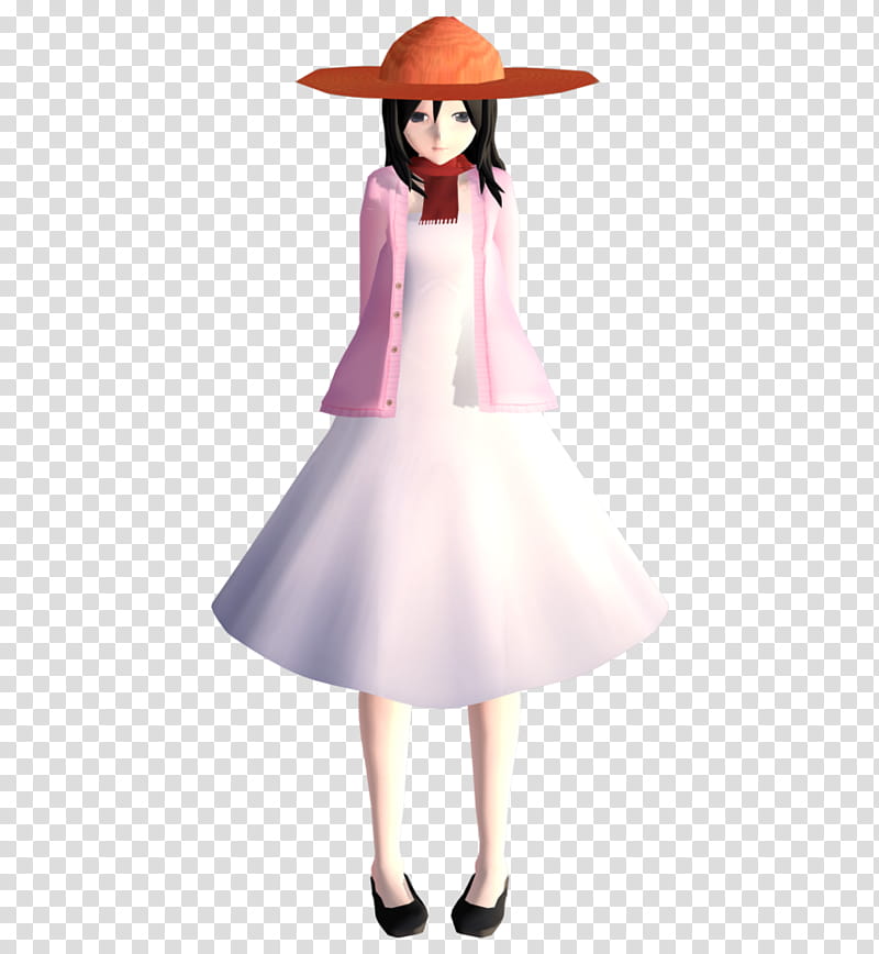 Child Mikasa dl, standing woman wearing white dress, pink cardigan, and brown hat illustration transparent background PNG clipart