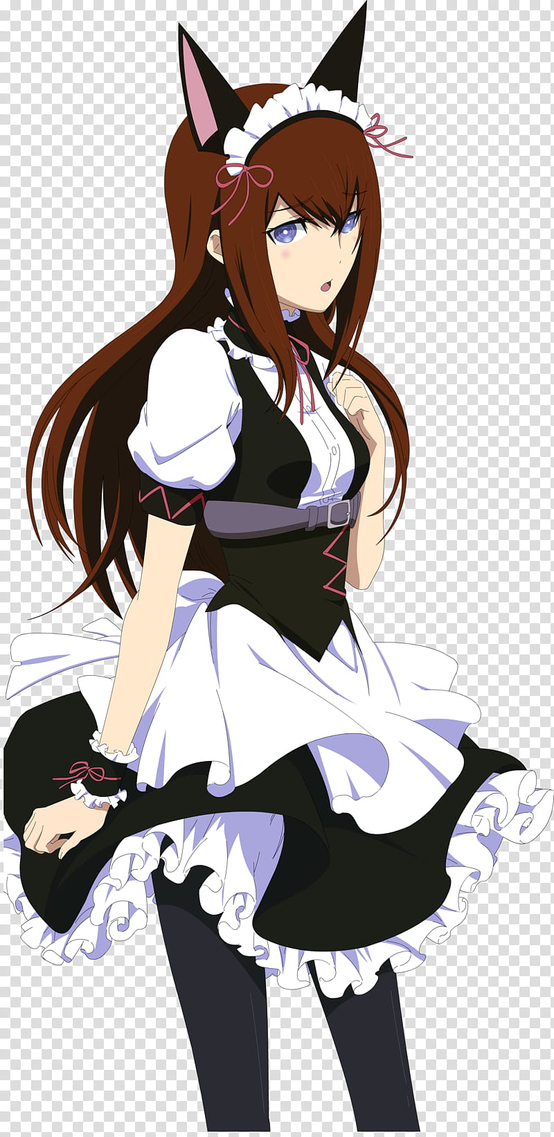 Makise Kurisu Maid, female character transparent background PNG clipart