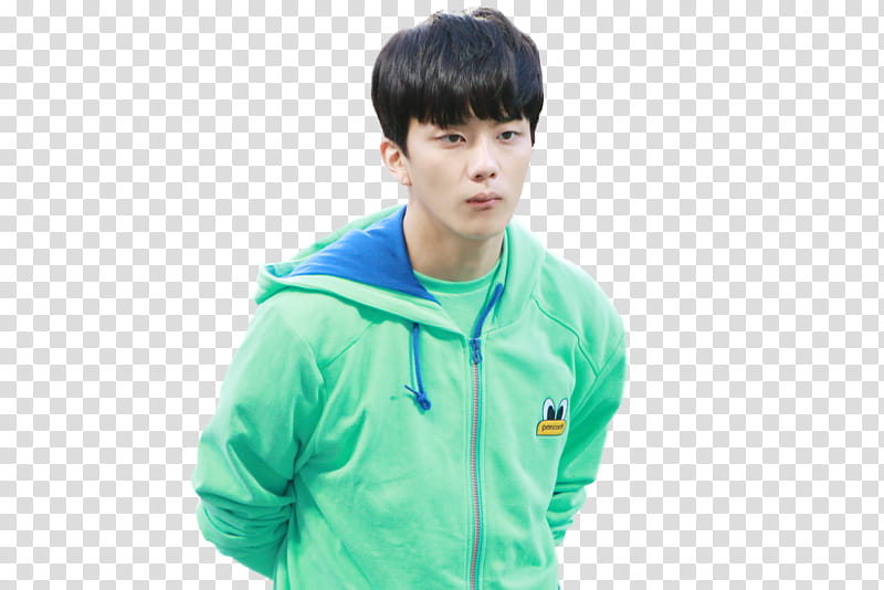 YoungJae B A P , men's green zip-up jacket transparent background PNG clipart