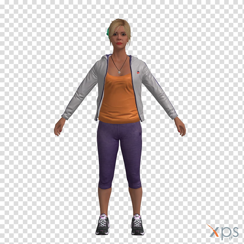Tracey De Santa Workout clothes XNAlara XPS, woman wearing white jacket and orange inner-top character illustration transparent background PNG clipart