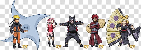 Shippuden Sprite Series , five Naruto characters transparent background PNG clipart