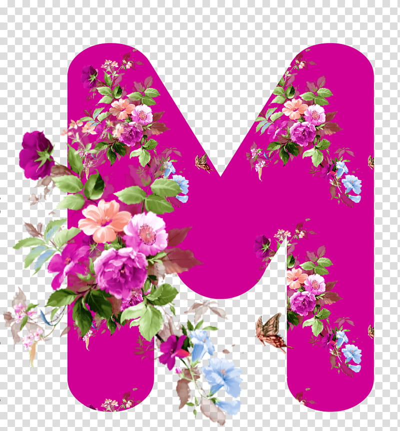 Floral Spring Flowers, Floral Design, Alphabet, Rose, Letter, M, Painting, English Alphabet transparent background PNG clipart