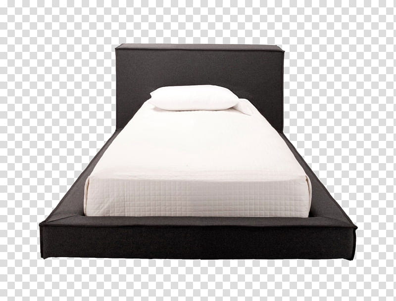 empty white and black bed with single pillow transparent background PNG clipart