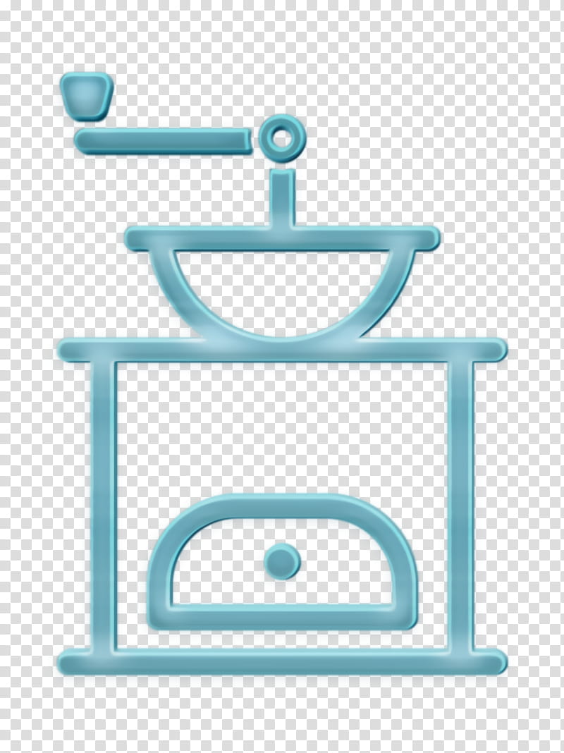 barista icon beans icon coffee icon, Espresso Icon, Grinder Icon, Turquoise, Furniture, Table transparent background PNG clipart