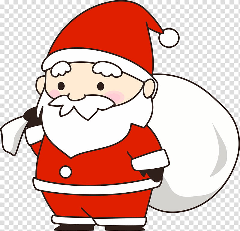 Santa Claus line drawings, cute cartoons on Christmas day. There is a pine  tree decorated with a gift box. There is snow and light bulbs. Clip art,  posters, paintings for children. 14939993